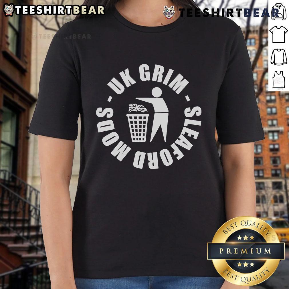 Alt Text: Top Sleaford Mods UK Grim Ladies Tee featuring bold graphic design and vibrant colors, perfect for casual wear.