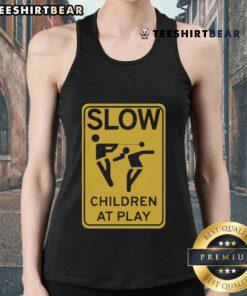 Top Slow Children At Play Tank Top featuring playful design, perfect for kids' summer wear and outdoor activities.