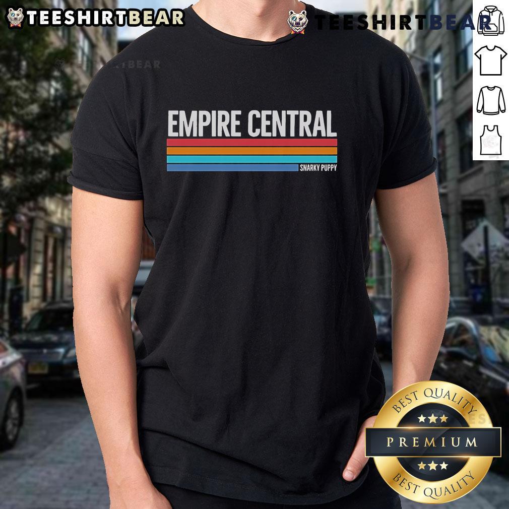 Alt Text: Snarky Puppy Empire Central Logo T-Shirt featuring a bold design, perfect for fans of the band and stylish music apparel.