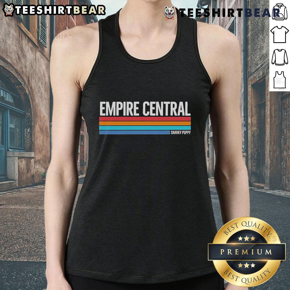 Top Snarky Puppy Empire Central logo tank top featuring a playful design perfect for dog lovers and casual wear.