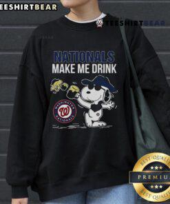 Alt Text: Cozy Top Snoopy and Woodstock Washington Nationals sweatshirt for fans, featuring playful graphics and team colors.