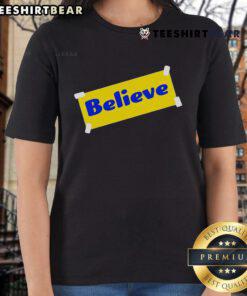 Top Soccer Believe Faith Coach Ladies Tee featuring motivational design for female soccer players and coaches.