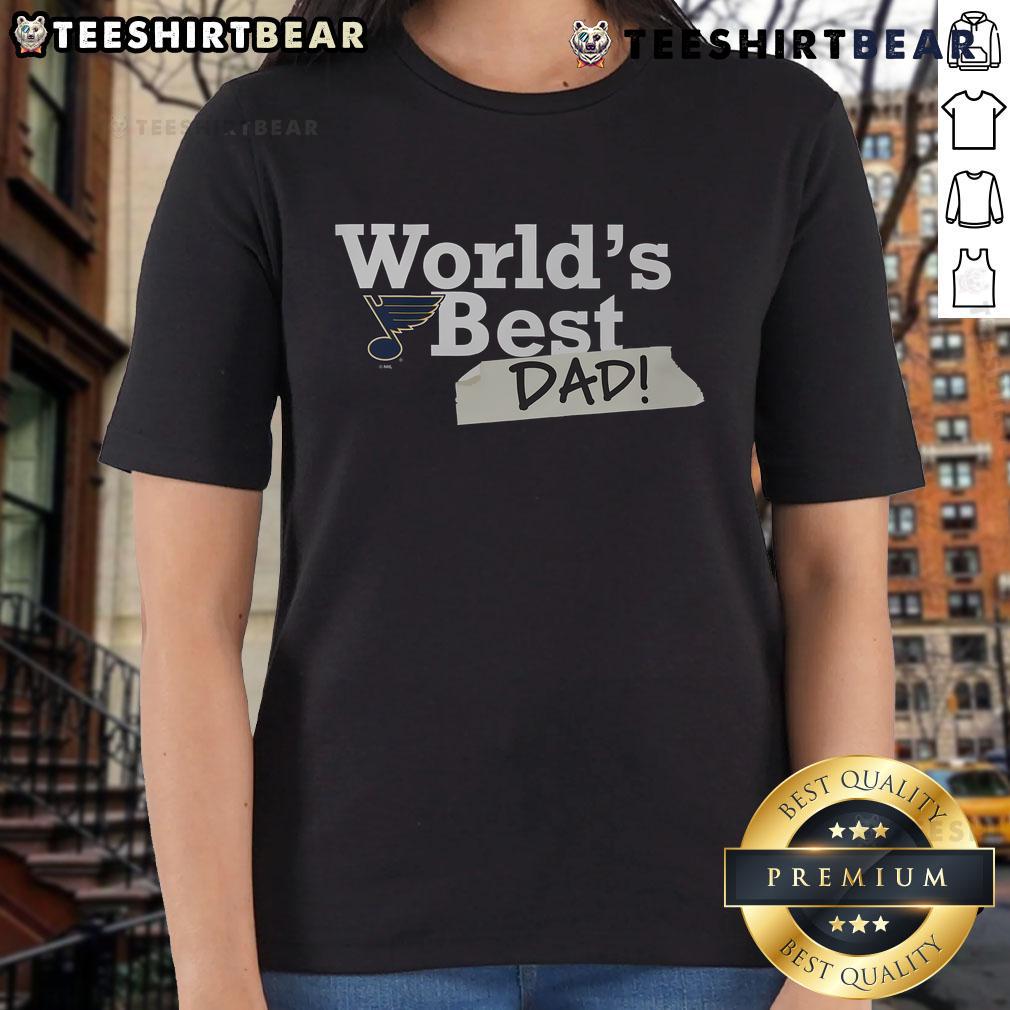 Alt Text: Top St. Louis Blues World's Best Dad Ladies Tee featuring team logo and stylish design for proud sports dads.