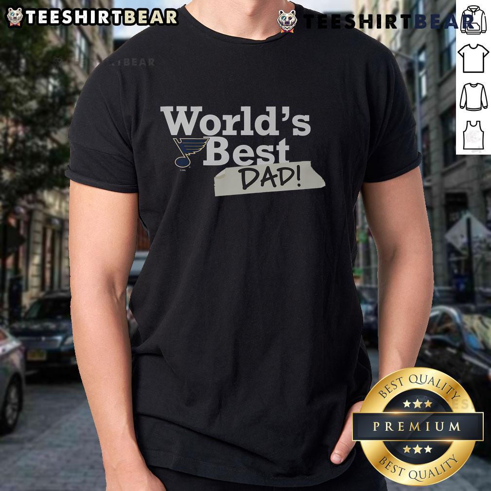 Alt Text: Top St Louis Blues World's Best Dad T-Shirt featuring vibrant team colors and a fun design, perfect for hockey dads.