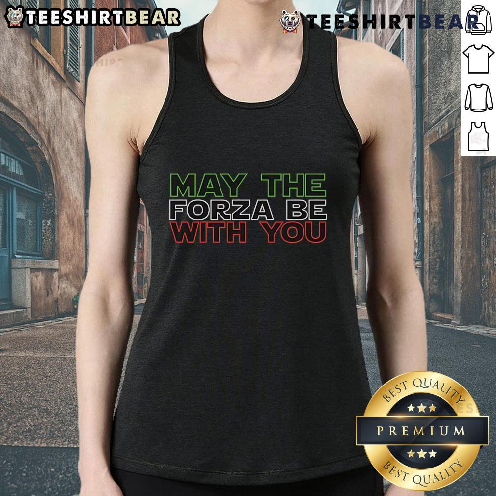 Stylish 'Top Star Wars May The Forza Be With You' tank top featuring a unique graphic design for fans of Star Wars.