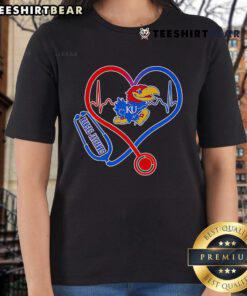 Top Stethoscope Heart Kansas Jayhawks Ladies Tee featuring a stylish design for fans and healthcare professionals.