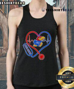 Top stethoscope heart Kansas Jayhawks tank top with vibrant colors, perfect for healthcare fans and sports enthusiasts.