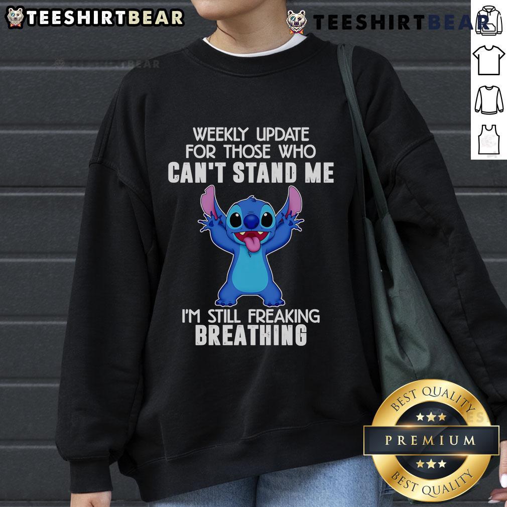 Cozy sweatshirt with 'Im Still Freaking Breathing' print, perfect for fans of the Top Stitch Weekly Update.