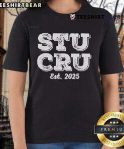 Top Stu Cru Est 2025 Ladies Tee in vibrant colors, showcasing stylish design and comfortable fit for everyday wear.