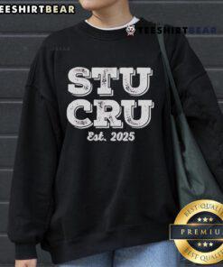 Top Stu Cru Est 2025 sweatshirt in navy blue, featuring a stylish logo and comfortable fit for casual wear.