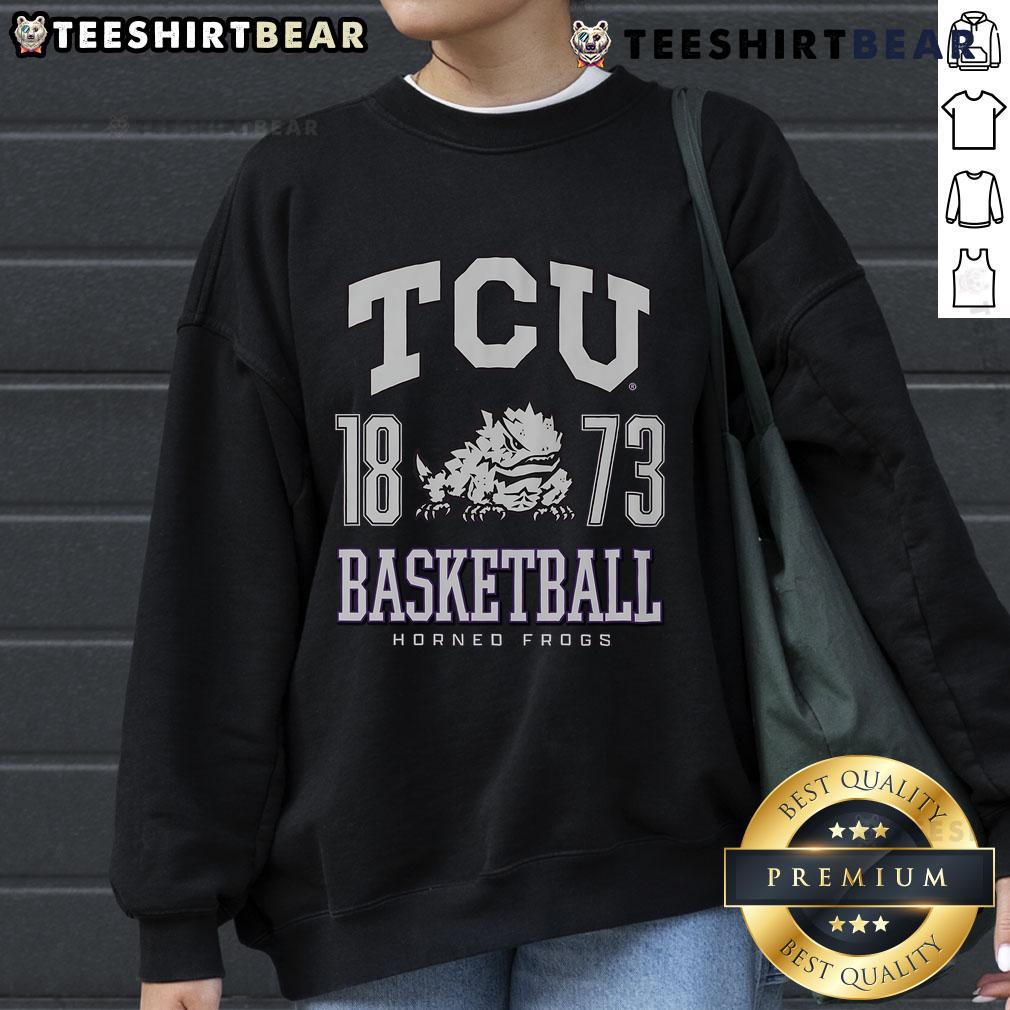 Alt Text: Top TCU Horned Frogs basketball sweatshirt featuring team colors and logo, perfect for fans and game day wear.