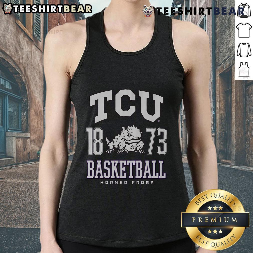 Top TCU Horned Frogs basketball tank top featuring vibrant team colors and logo, perfect for fans and game day attire.