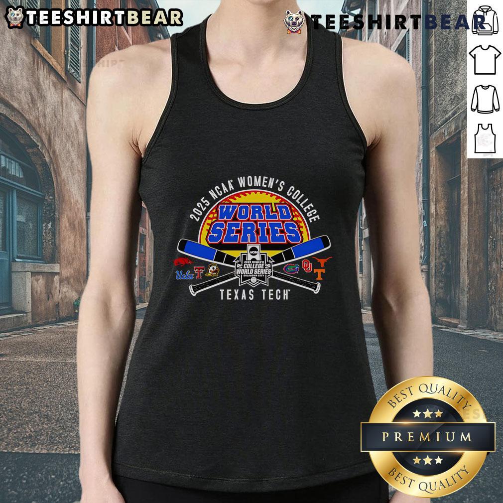 Top Texas Tech 2025 Softball College World Series Cross Bats Tank Top featuring team colors and logo design.