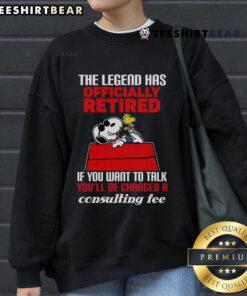 Top The Legend Has Officially Retired sweatshirt with bold text, perfect for fans seeking a stylish statement.