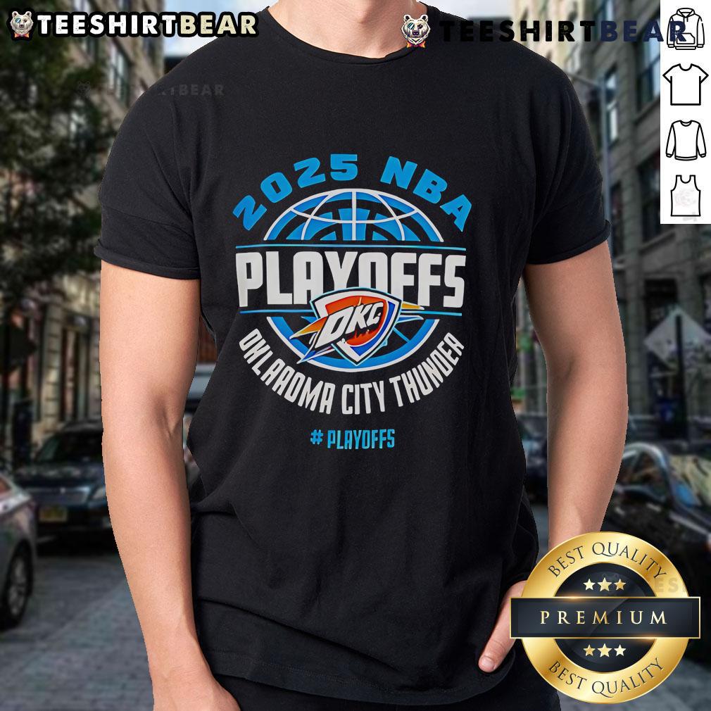 Alt Text: Top The Ultimate Oklahoma City Thunder Playoffs 2025 T-Shirt for Diehard Fans, featuring team colors and logo.