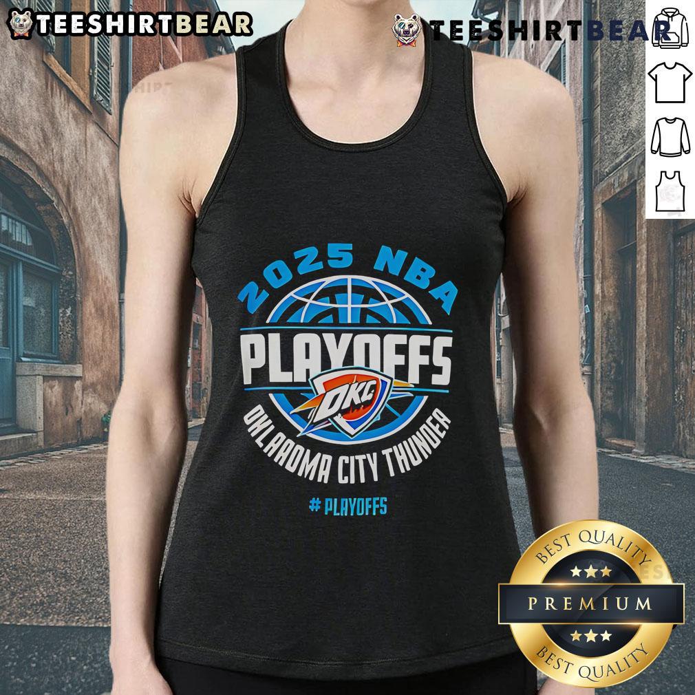 Diehard fans in a stylish tank top showcasing Oklahoma City Thunder Playoffs 2025 design for ultimate team spirit.