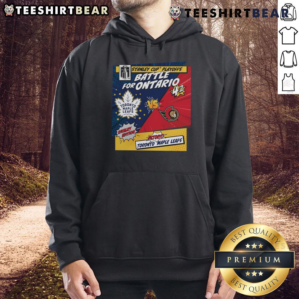 Top Toronto Maple Leafs vs Ottawa Senators 2025 Stanley Cup Playoffs rivalry comic pop hoodie design featuring vibrant graphics.