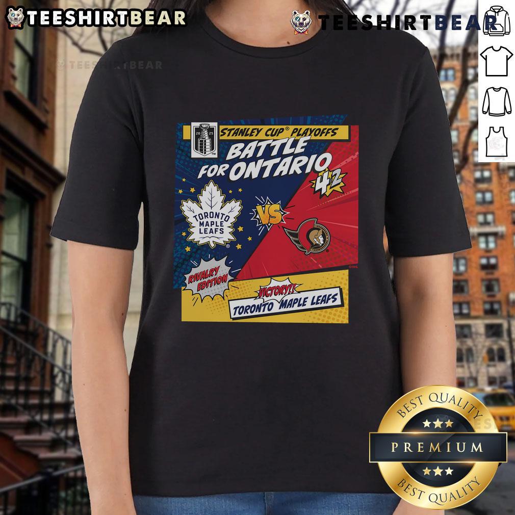 Top Toronto Maple Leafs vs Ottawa Senators 2025 Stanley Cup Playoffs Rivalry comic pop ladies tee featuring vibrant graphics.