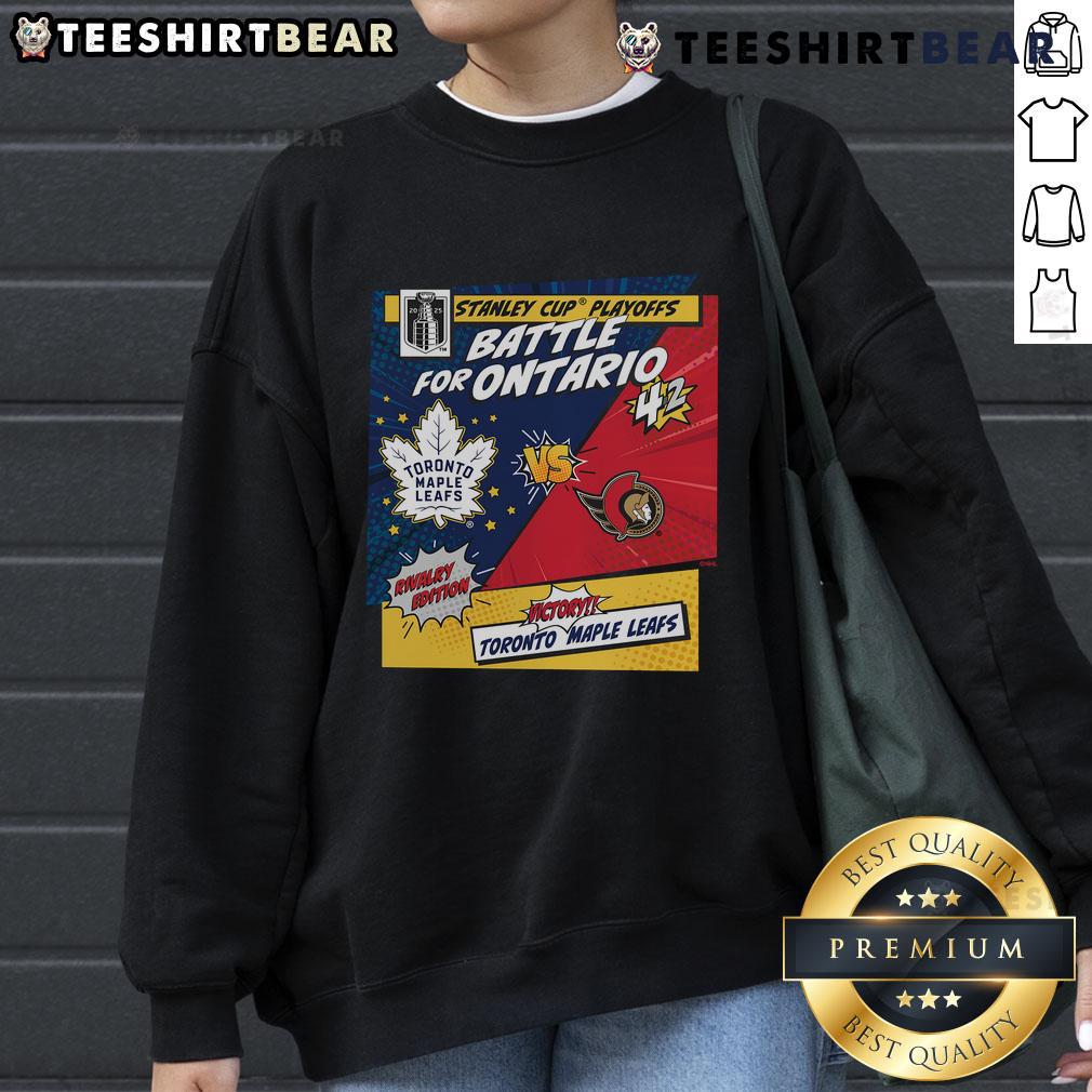 Top Toronto Maple Leafs vs Ottawa Senators 2025 Stanley Cup Playoffs rivalry comic pop sweatshirt design.