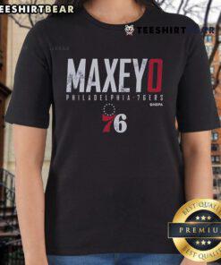 Stylish Top Tyrese Maxey Philadelphia 76ers ladies tee featuring team colors and logo, perfect for female fans.
