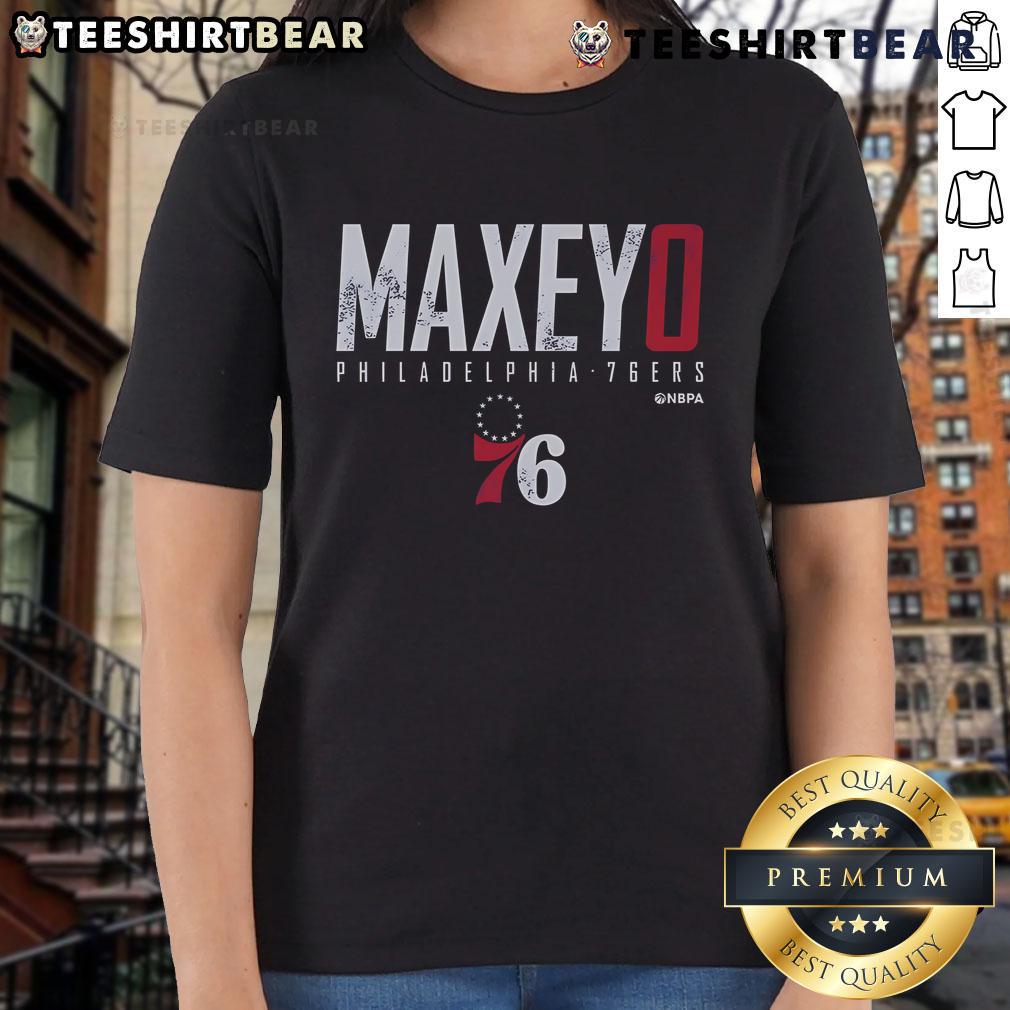 Stylish Top Tyrese Maxey Philadelphia 76ers ladies tee featuring team colors and logo, perfect for female fans.