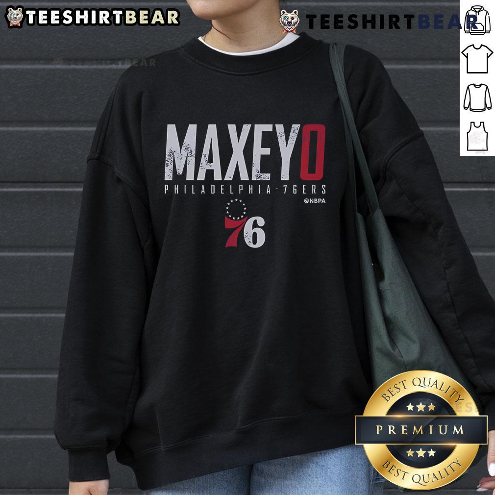 Tyrese Maxey Philadelphia 76ers sweatshirt featuring team colors and logo, perfect for fans and casual wear.