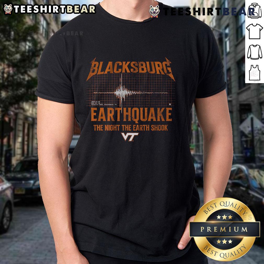 Top Virginia Tech Blacksburg Earthquake T-Shirt featuring a unique design celebrating the historic 2011 quake.