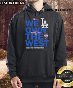 Alt Text: Top We Own The West Dodger Champions West Division Hoodie featuring team logo and vibrant colors for fans.