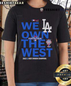 Top We Own The West Dodger Champions West Division Ladies Tee featuring vibrant team colors and stylish design.