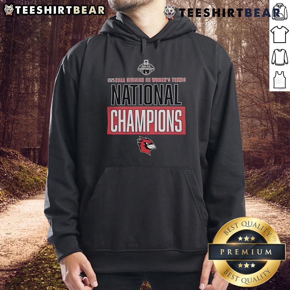 Alt Text: Top Wesleyan Cardinals 2025 NCAA Division III Women's Tennis National Champions hoodie in vibrant colors.