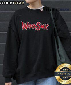 Cozy Top Woosox Boston Red Sox sweatshirt displayed on a hanger, perfect for fans showing team spirit.