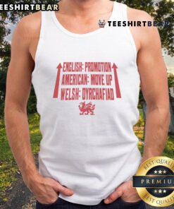 Top Wrexham AFC Promotion tank top featuring team colors and logo, perfect for celebrating Wrexham's success.