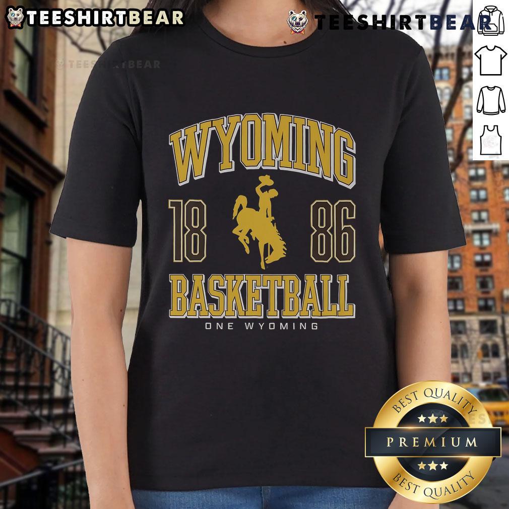Top Wyoming Cowboys Basketball 1886 Ladies Tee featuring vibrant team colors and a stylish design for fans.