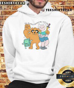 Alt Text: Awesome Adventure Time hoodie featuring 'I'll Always Adventure With You' design in vibrant colors.