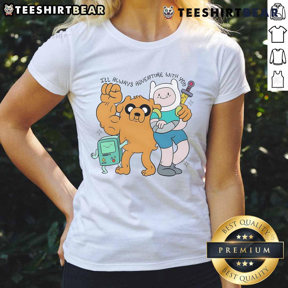 Awesome Adventure Time tee for ladies featuring a heartfelt 'I'll Always Adventure With You' design.
