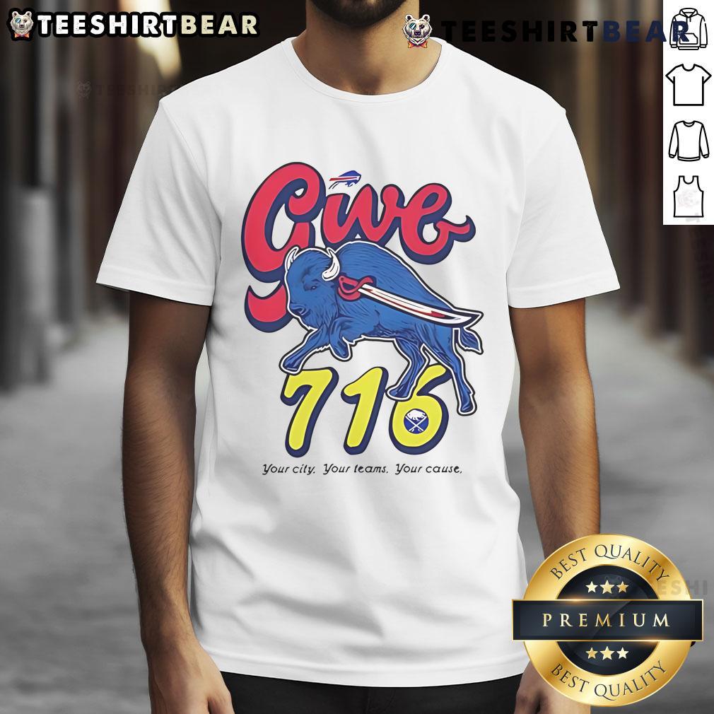 Alt Text: Awesome Buffalo Bills 'Give 716 Your City Your Teams Your Cause' T-Shirt showcasing team spirit and community pride.