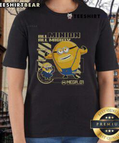 Alt Text: Awesome Despicable Me 4 All Minion All Mighty Ladies Tee featuring colorful Minions graphic design.