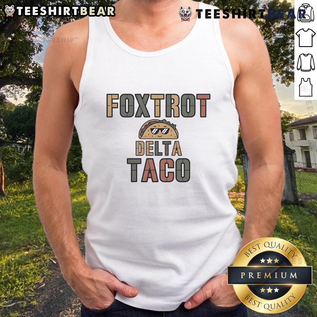 Awesome Foxtrot Delta Taco tank top featuring a playful chicken design, perfect for taco lovers and casual wear.