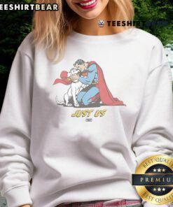 Alt Text: Awesome Kith X Superman Dog Just Us Sweatshirt showcasing stylish design for dog lovers and streetwear fans.