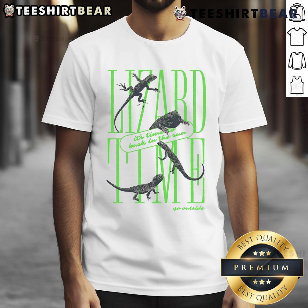 Awesome Lizard Time T-Shirt featuring a vibrant lizard basking in the sun, perfect for outdoor enthusiasts.