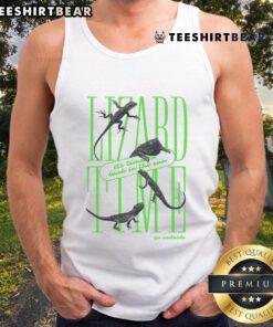 Awesome lizard basking in the sun, perfect for outdoor adventures in a stylish tank top. Ideal for nature lovers.