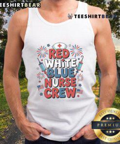 Alt Text: Awesome red, white, and blue American nurse crew tank top featuring patriotic design perfect for healthcare professionals.