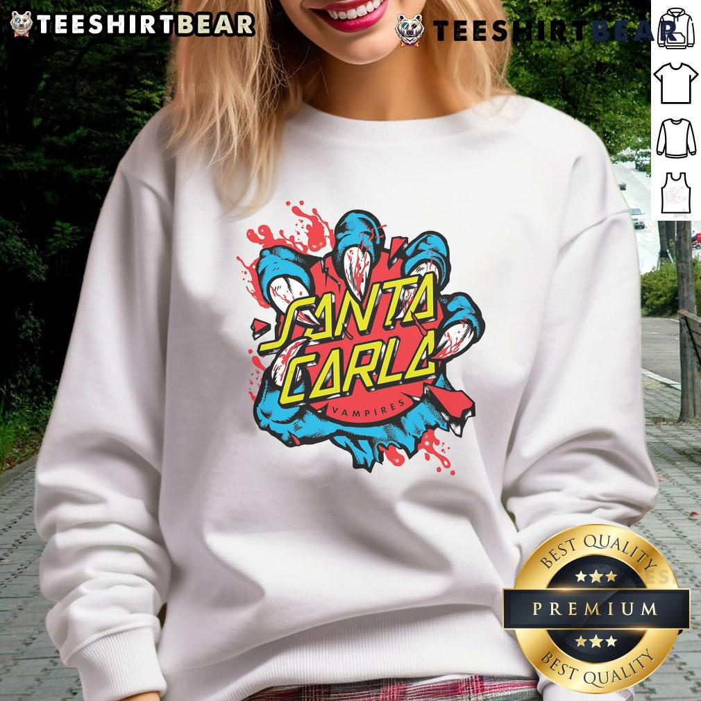 Awesome Santa Carla Baseball Vampires Sweatshirt featuring a unique design perfect for fans of quirky holiday attire.