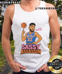 Awesome sassy assassin Karl Anthony Towns tank top featuring a bold graphic design and vibrant colors.