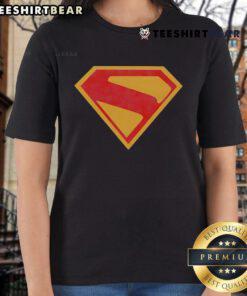 Awesome Superman 2025 shield ladies tee featuring vibrant graphics and a comfortable fit for superhero fans.