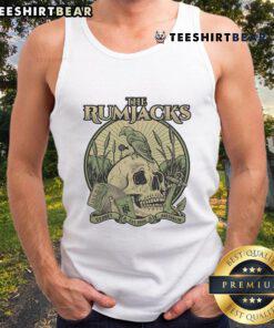 Alt Text: Awesome The Rumjacks Crow Skull tank top design from Sydney, Australia, established 2008, in stylish black.