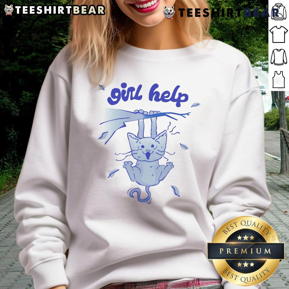 Cute cat girl wearing a cozy sweatshirt with a playful design, perfect for cat lovers and casual outfits.