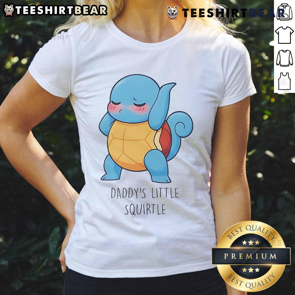 Cute Daddy's Little Squirtle Ladies Tee featuring a playful Squirtle graphic on a stylish women's shirt.