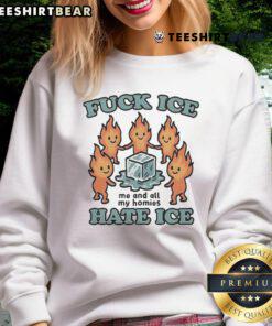 Cute Fck Ice Hate Ice sweatshirt worn by friends, showcasing stylish streetwear and a fun, bold graphic design.