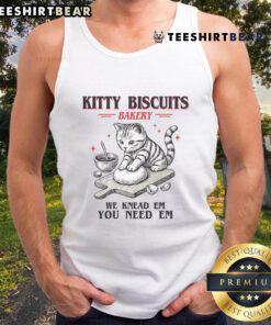Alt Text: Cute kitty biscuits tank top for cat lovers, featuring a playful design that celebrates baking and feline friends.